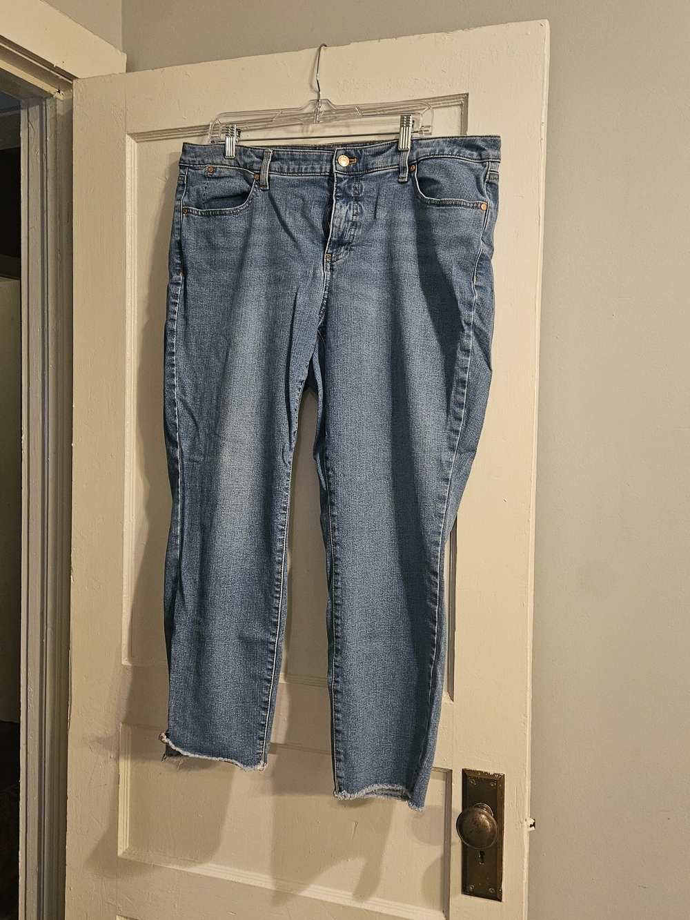 Talbots Slim Ankle Jeans With Frayed Hem, Size 16W